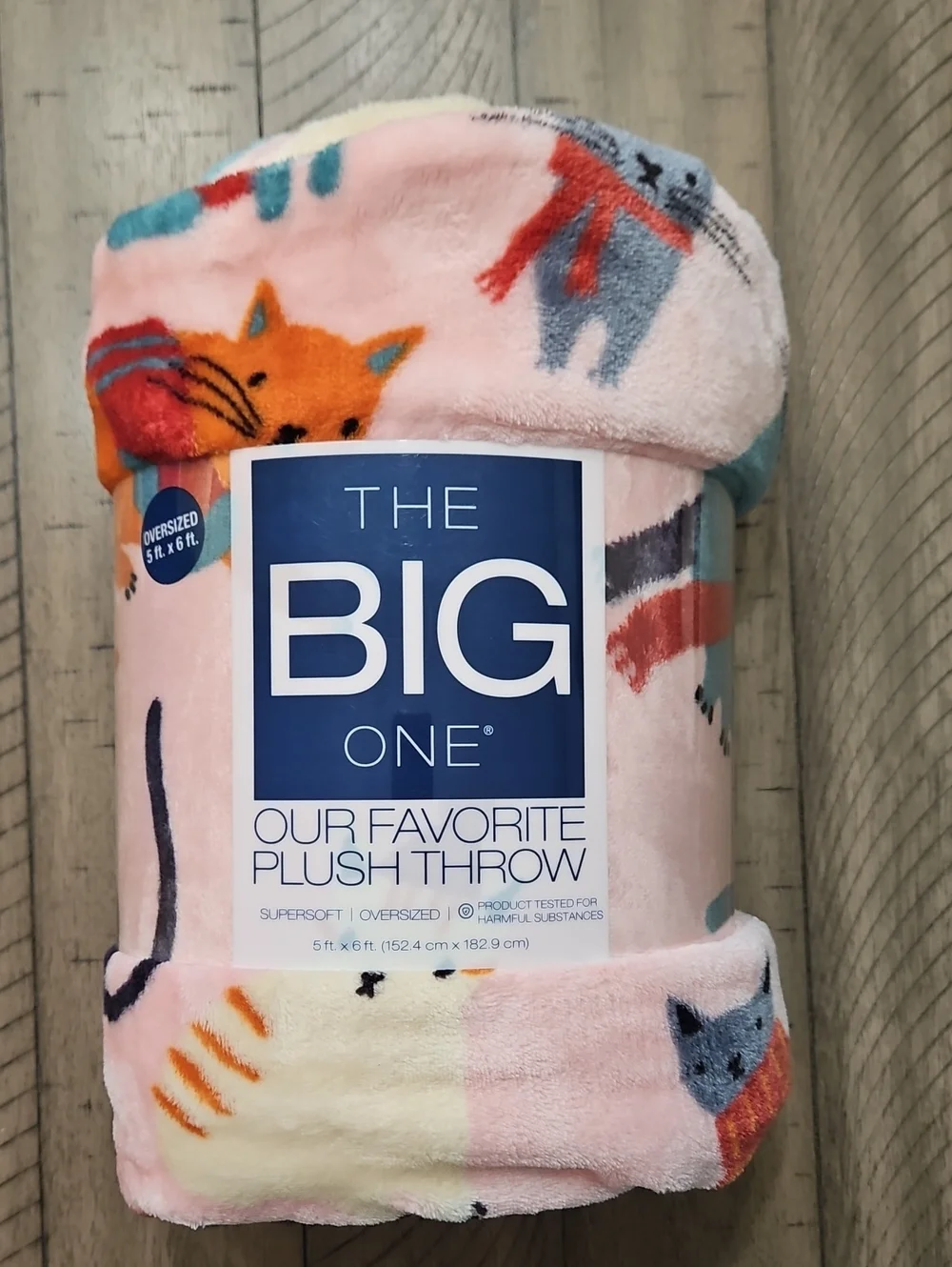 The Big One Plush Throw - Pink Cat Pattern